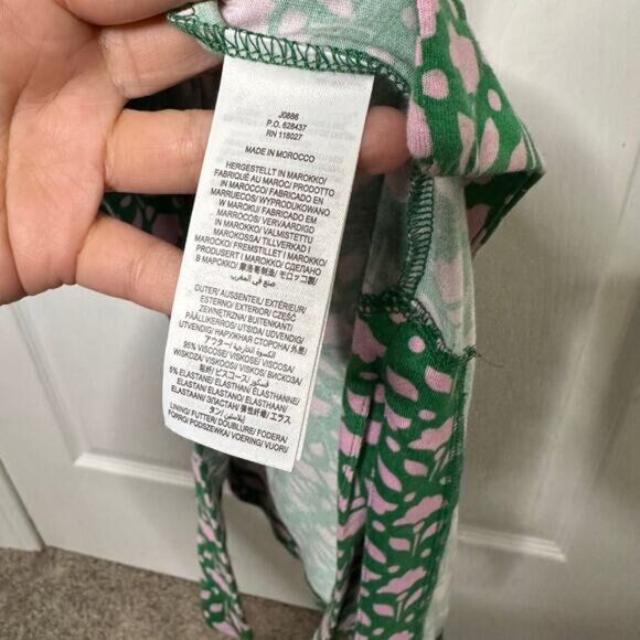 Boden US 12R/UK 16R Long Sleeve Knit Green Pink Floral Midi Dress Waist Tie - Picture 4 of 8